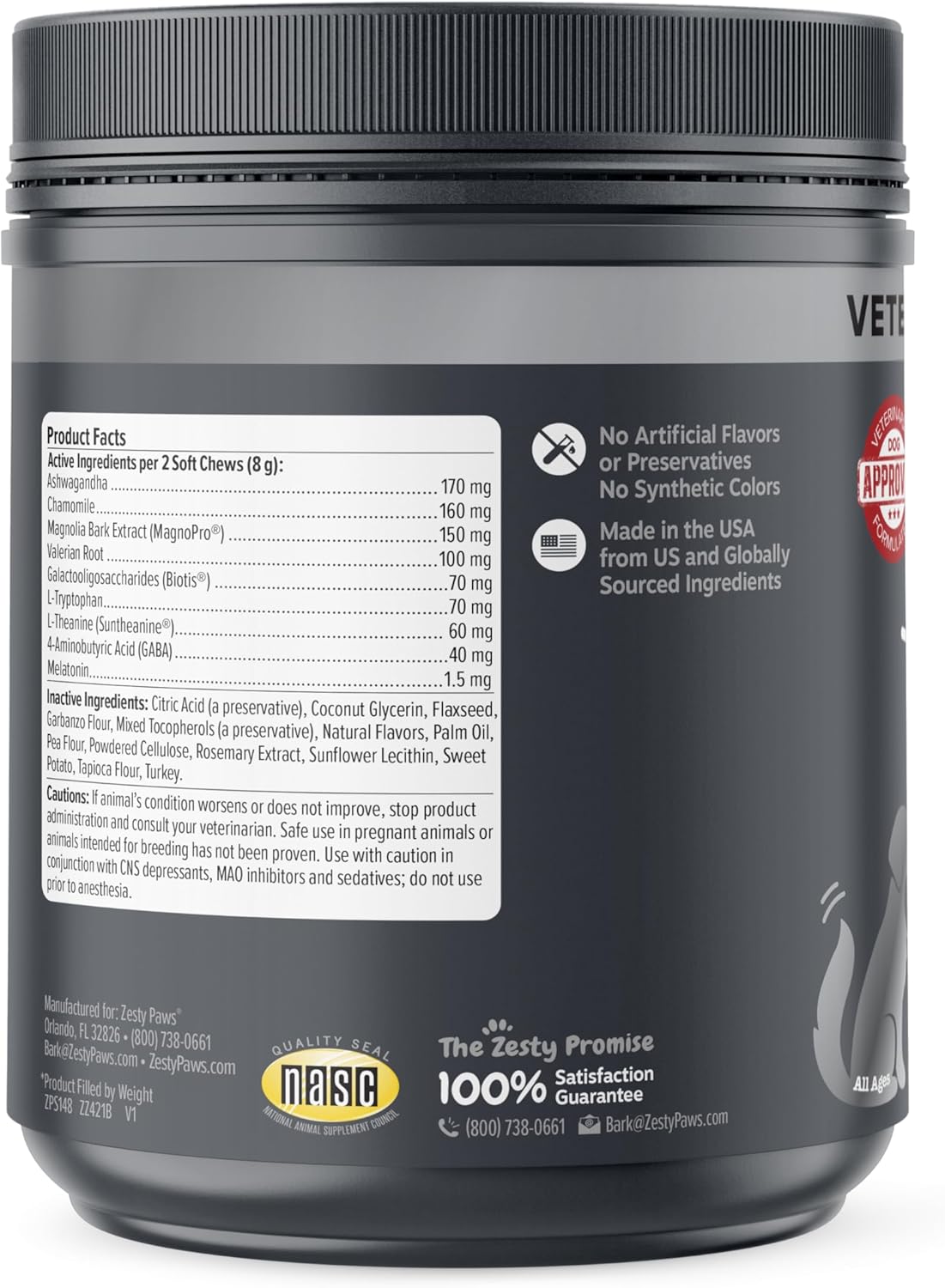 Zesty Paws Vet Strength Calming Chews for Dogs - for Everyday Stress, Relaxation, Composure, and Separation Smoked Turkey 90 Count