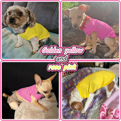 2 Pack Solid Color Dog Shirts - Lightweight, Quick Dry, Breathable Pet T-Shirts for Small to Large Dogs - Stretchy, Durable, Ideal for All Seasons and Holidays.Rose red&Yellow S