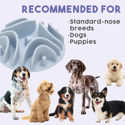 Awoo Great Vibes - Silicone Slow Feeder for Dog Bowls Over 5.5 Inches - Non-Slip, Wet and Dry Food-Compatible Pet Dish with Suction Cups - Extends Mealtime for Fast Eaters - Dishwasher Safe (Mauve)