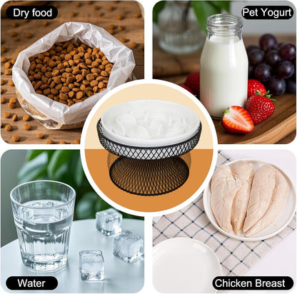 Raised Ceramic Cat Slow Feeder Bowl, Elevated Cat Plate with Stand, Slow Bowl for Wet and Dry Food, Whisker Friendly Pet Feeder for Kitten and Small Dog Perfect for Pet Gift