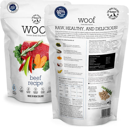 WOOF Freeze Dried & Air Dried Dog Food Bundle - Beef Recipe (9.9 oz Freeze Dried & 3.5 oz Air Dried), High Protein Dog Food, Topper, Mixer, or Treat, All Life Stages