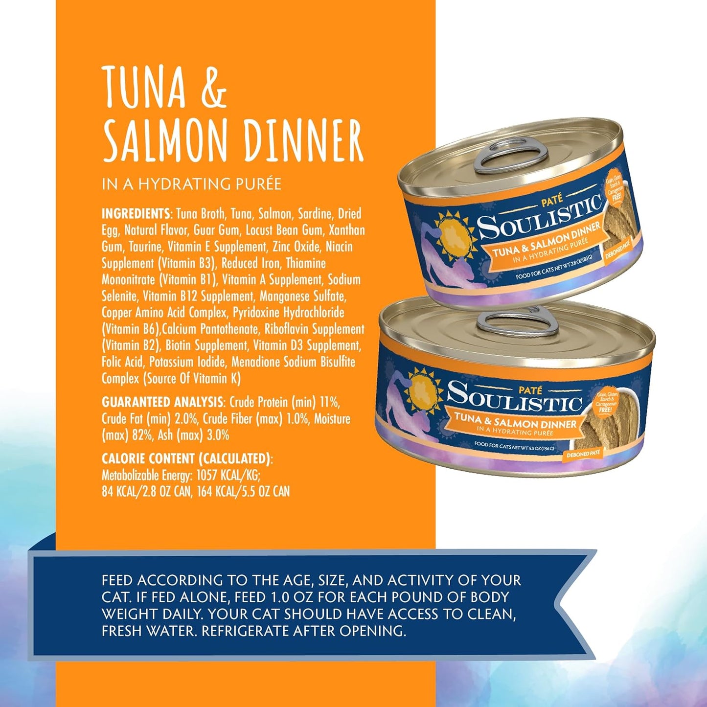 Soulistic Paté, Tuna and Salmon Dinner in a Hydrating Purée, 2.8oz Can, Pack of 12