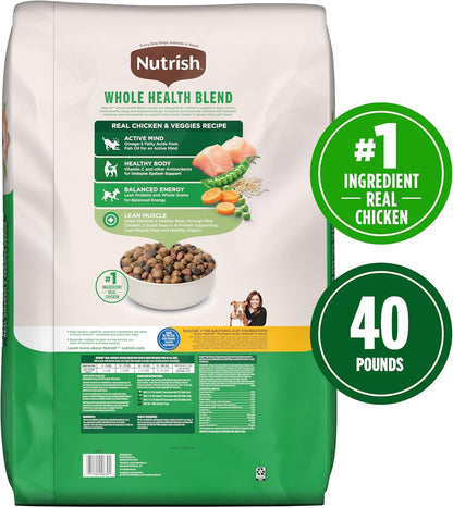 Nutrish Dry Dog Food Real Chicken & Veggies Recipe Whole Health Blend, 40 lb. Bag, (Rachael Ray)