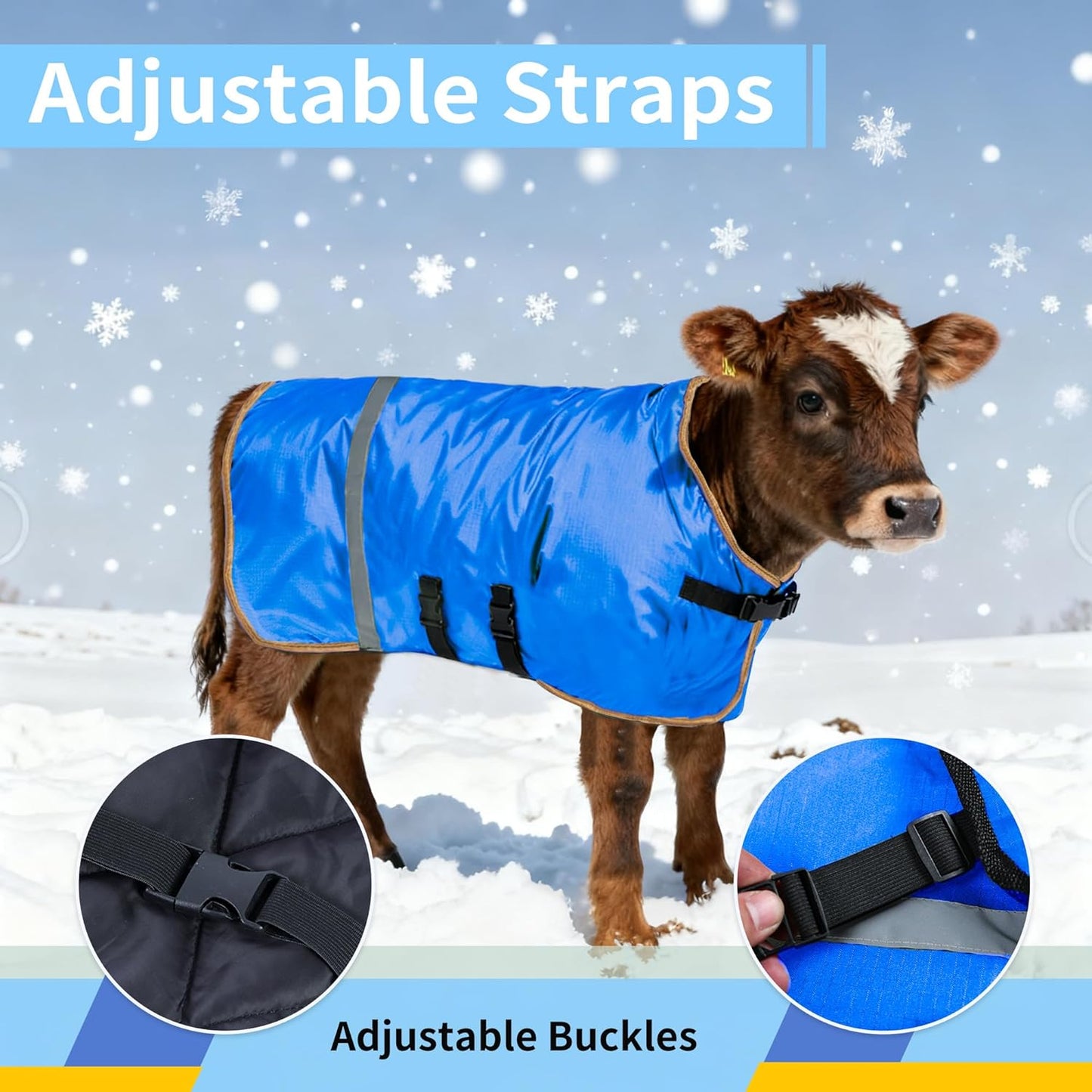 Winter Calf Coat with Fleece Lining - Water-Resistant Blanket for Calves, Goats, Foals, Donkeys, Alpaca and Large Dogs | 2-Pack
