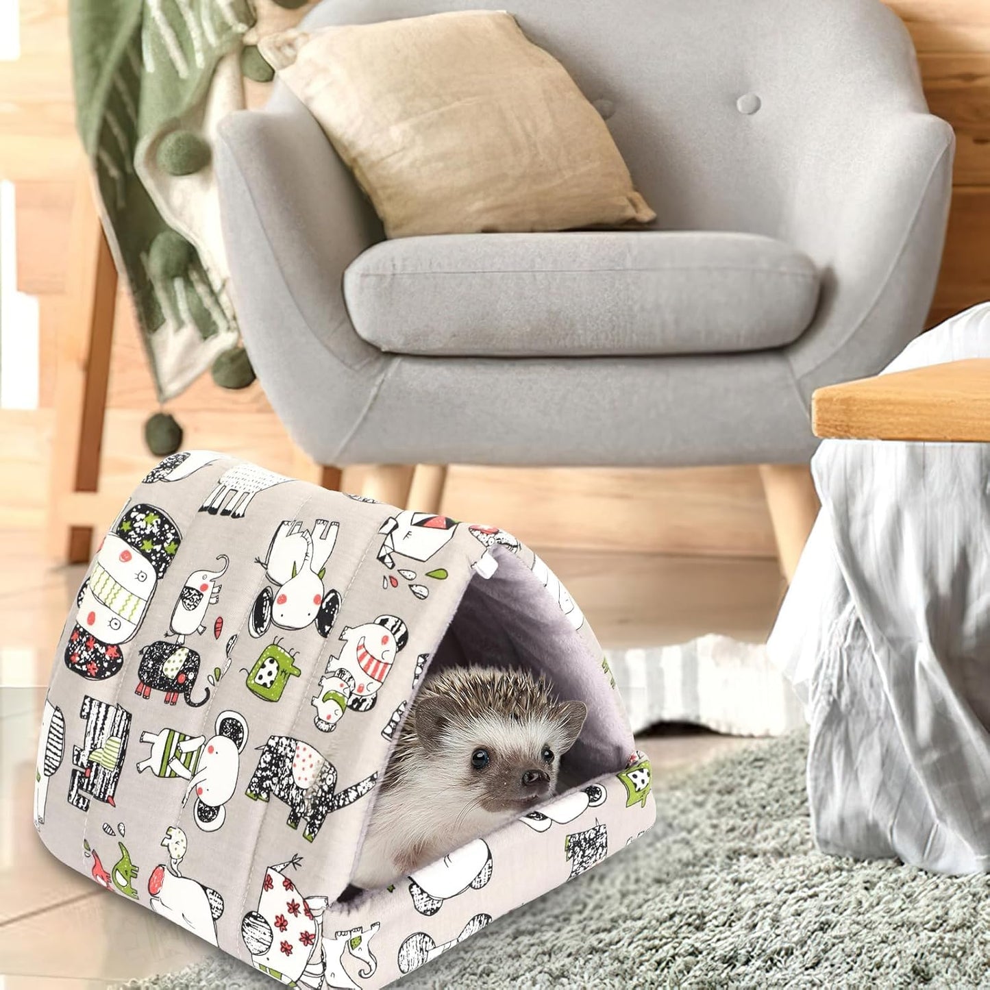 UPINS 2 Pack Guinea Pig Hideout,Guinea Pig Bed Washable Small Animal House Cage Accessories for Mouse Chinchillas Hamsters Hedgehogs Ferrets Bearded Dragons and Rats