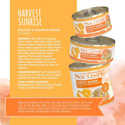 Soulistic Originals, Harvest Sunrise Chicken and Pumpkin Dinner in Gravy, 5.5oz Can, Pack of 8