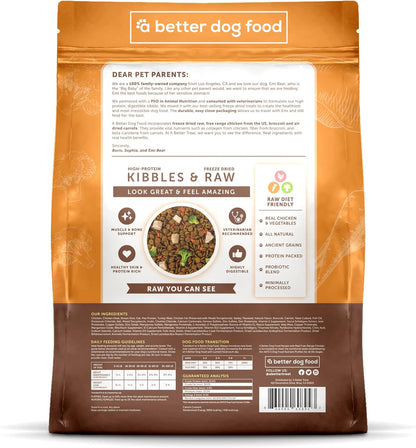 A Better Dog Food | Chicken Dry Dog Food | Raw You Can See | High Protein Kibble + Freeze Dried Raw Dog Food