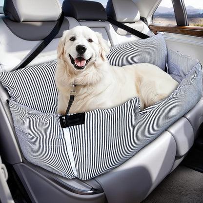Dog Car Seat for Large Dogs,Dog Booster Seat Under 80lbs or 2 Small Dogs, Detachable Pet Seat with Safety Belt, Non-Slip Base, and Storage Pockets for Car Travel