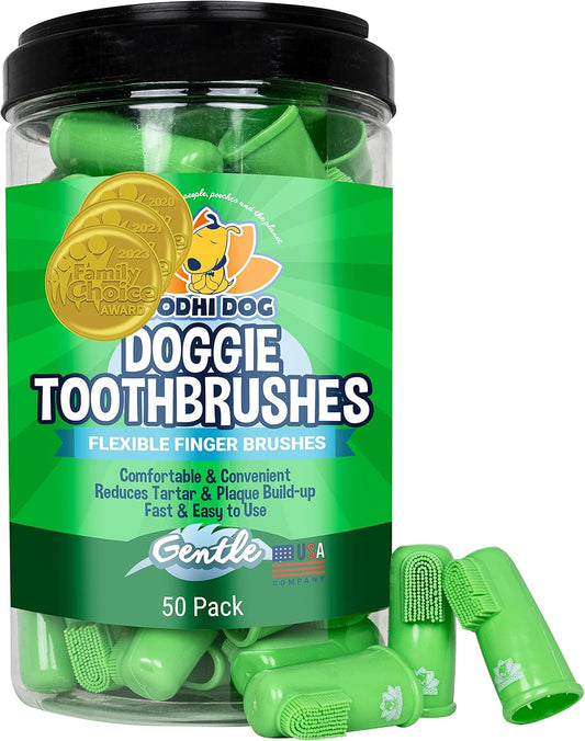Bodhi Dog Finger Toothbrush for Dogs & Cats - Puppy Toothbrush with Soft Flexible Silicone Bristles, Gentle for Sensitive Gums, Promotes Healthy Teeth & Gums, Easy Teeth Cleaning Tool (50 Count)