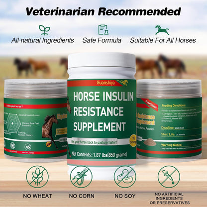 Insulin Resistance Supplement for Horses - Horse Laminitis Treatment-Natural Laminitis Herbal Powder for Sore Feet & Chronic Laminitis, 1.87lb (90-Day Supply)