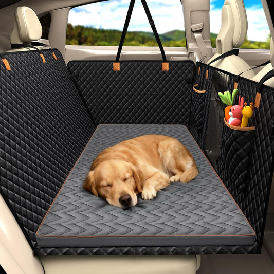Lekereise Car Dog Bed Back Seat, Travel-Friendly Dog Car Bed Mat with Egg-Crate Foam Cushion, Non-Slip Washable Pet Bed, Fits Cars SUVs Trucks (Grey, 55.1 x 26.8 inch)