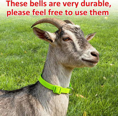 STARVAST 15PCS Goat Collars with Bells, Adjustable Nylon Grazing Collars with Copper Bells, Pet Anti-Lost Loud Bronze Bell for Small Farm Animals Including Goats, Sheep, Cows