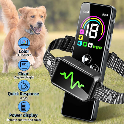Dog Training Collar, Dog Shock Collar with Remote Control, 4 Training Modes Vibration, Beep, Shock, IP67 Waterproof Keypad Lock Rechargeable E-Collar for All Breed