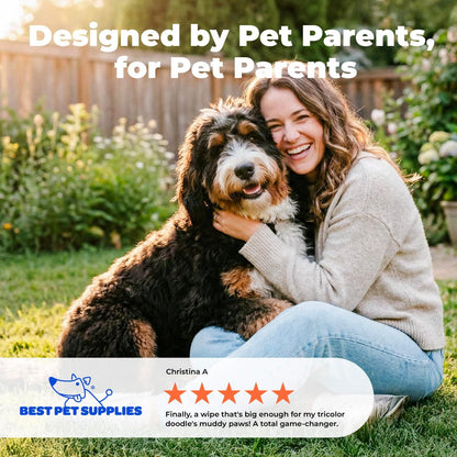 Best Pet Supplies 8" x 9" Large Unscented Dog Wipes - Cleaning and Deodorizing for Paws and Coat - Gentle Formula with Aloe Vera Vitamin E for Puppies and Cats - 100 Count (Pack of 12)