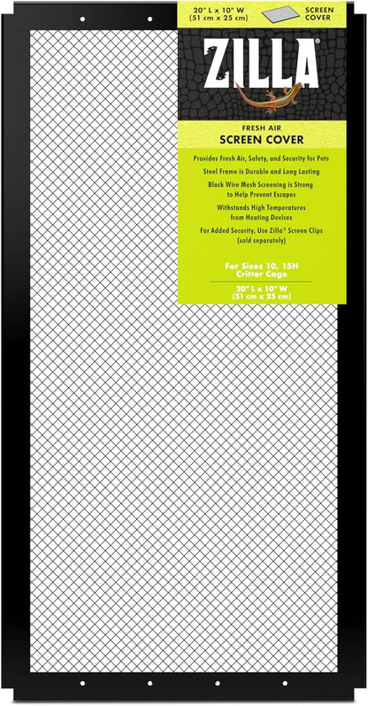 Zilla Fresh Air Screen Cover, Secure and Durable Metal Mesh Cover for Reptile Terrariums, 20 x 10 inches
