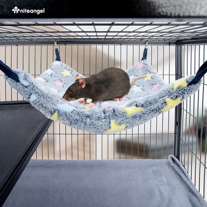 Niteangel Hanging Hammock Nap Sack Swing Bag Pet Sleeper for Ferret Rat Sugar Glider and Other Small Animals (Cream, Star)