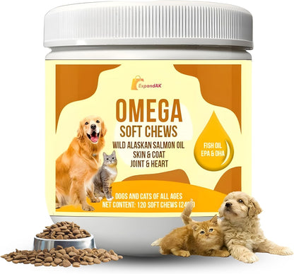 10-in-1 Multivitamin for Dogs – Glucosamine, Chondroitin, Probiotics & Omega 3 Fish Oil – Dog Supplement for Joints, Skin, Coat, Heart & Immune Support – Peanut Butter Flavor – 120 Soft Chews