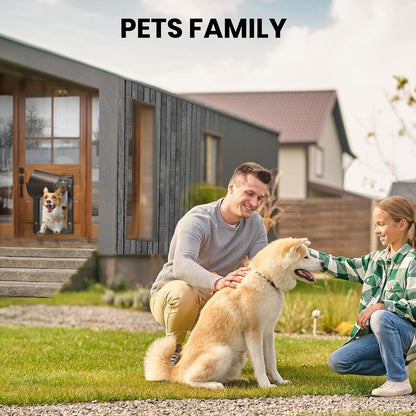 All Aluminum Dog Door for Exterior Door, Large Doggy Door, Heavy Duty Pet Door, Double Magnetic Flaps, Thermal Tnsulation, Energy Efficient, Sliding Lock Panel (Pets Up to 110Lb).