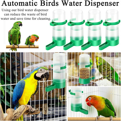Lamoutor 4Pcs Bird Water Feeder Plastic Drinker Feeder Water Clip for Parrots Budgie Cockatiel Lovebirds