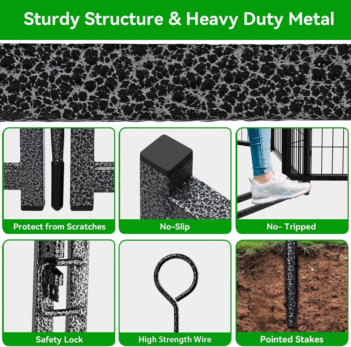 Dog Playpen Outdoor Extra Wide 12 Piece Panels Heavy Duty Anti-Rust Coating-Strengthened Dog Fence 40" Height with Doors Portable for RV Camping Yard, Total 32FT, 79 Sq.ft, Snowy Black