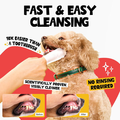 Dog Teeth Cleaning Wipes 60 Packs - Fragrance-Free Dental Wipes to Reduce Plaque & Tartar for Dogs & Cats - Pet Dental Wipes for Oral Freshness