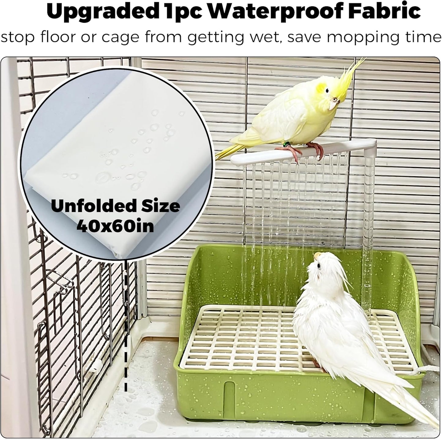 Automatic Parakeet Bird Bath with Pump, Large Bird Shower Fountain Indoor Bathtub with Running Water, Parrot Bath Tub Faucet for Pet Birds, African Grey, Cockatiel, Conure, Budgie, Lovebird