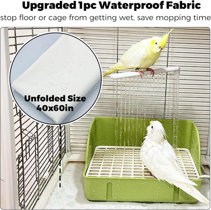 Automatic Parakeet Bird Bath with Pump, Large Bird Shower Fountain Indoor Bathtub with Running Water, Parrot Bath Tub Faucet for Pet Birds, African Grey, Cockatiel, Conure, Budgie, Lovebird