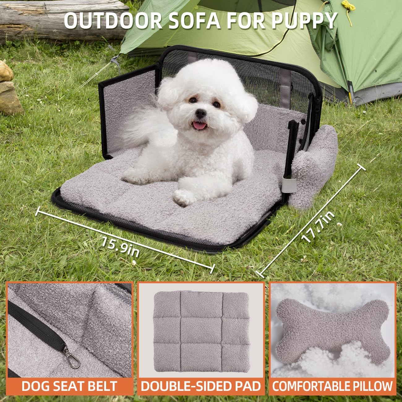 Center Console Dog Car Seat,Outdoor Dog Bed Sofa,Carseats for Small Dogs Carriers,Puppy Cat Car Seat(Gray)