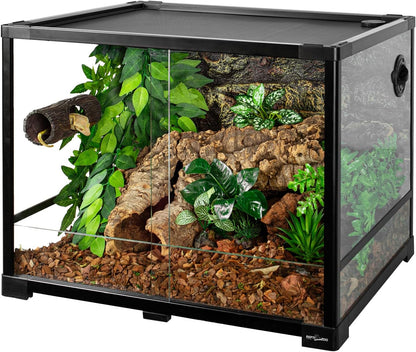 REPTIZOO Magnetic Reptile Hide Cave Resin Hollow Tree Trunk Hideout, Gecko Hide with Strong Magnetic Climbing Toy Reptile Tank Accessories for Crested Gecko,Lizard, Terrarium Decor