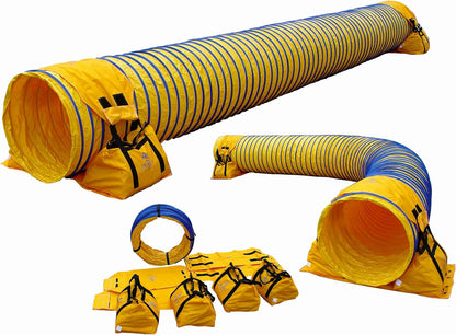 15' Heavy Duty Dog Agility Tunnel with 2 Sets of Tiedown System, Competition & Training, Multiple Colors, 2 Length Options (Yellow)