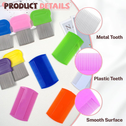20 Pcs Pet Flea Combs 5 Double Sided and 5 Metal Dog Comb, Massage Dog Flea Combs, Plastic Flea Comb for Humans Pets (Colorful)