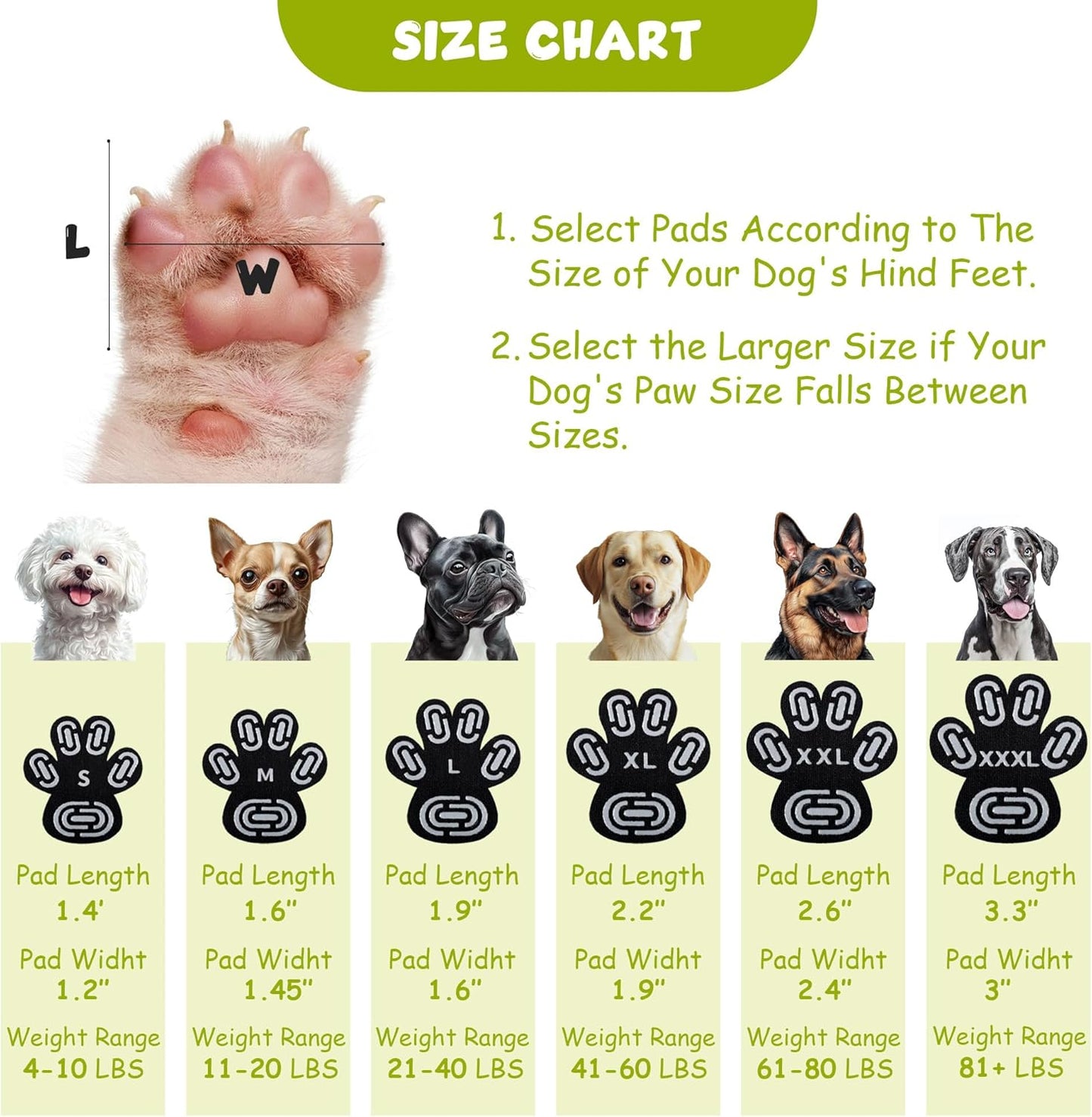 Dapaw Dog Paw Protector Pads, Anti-Slip Paw Grip for Senior & Injured Dogs on Hardwood & Tile Floors, Paw Stickers for Hot Pavement with Strong Traction (5 Sets, 20 Pcs) XXXL