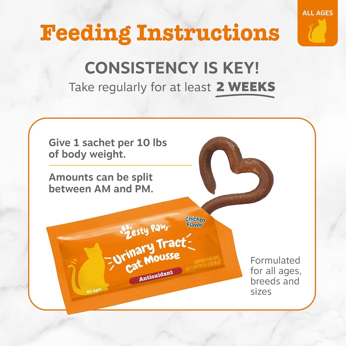 Zesty Paws Urinary Tract Cat Mousse - Kidney Support for Cats with Cranberry & D-Mannose - Healthy Cat Treats - Supports Bladder, Urinary Tract, Immune System & Gut Health - 14 Count