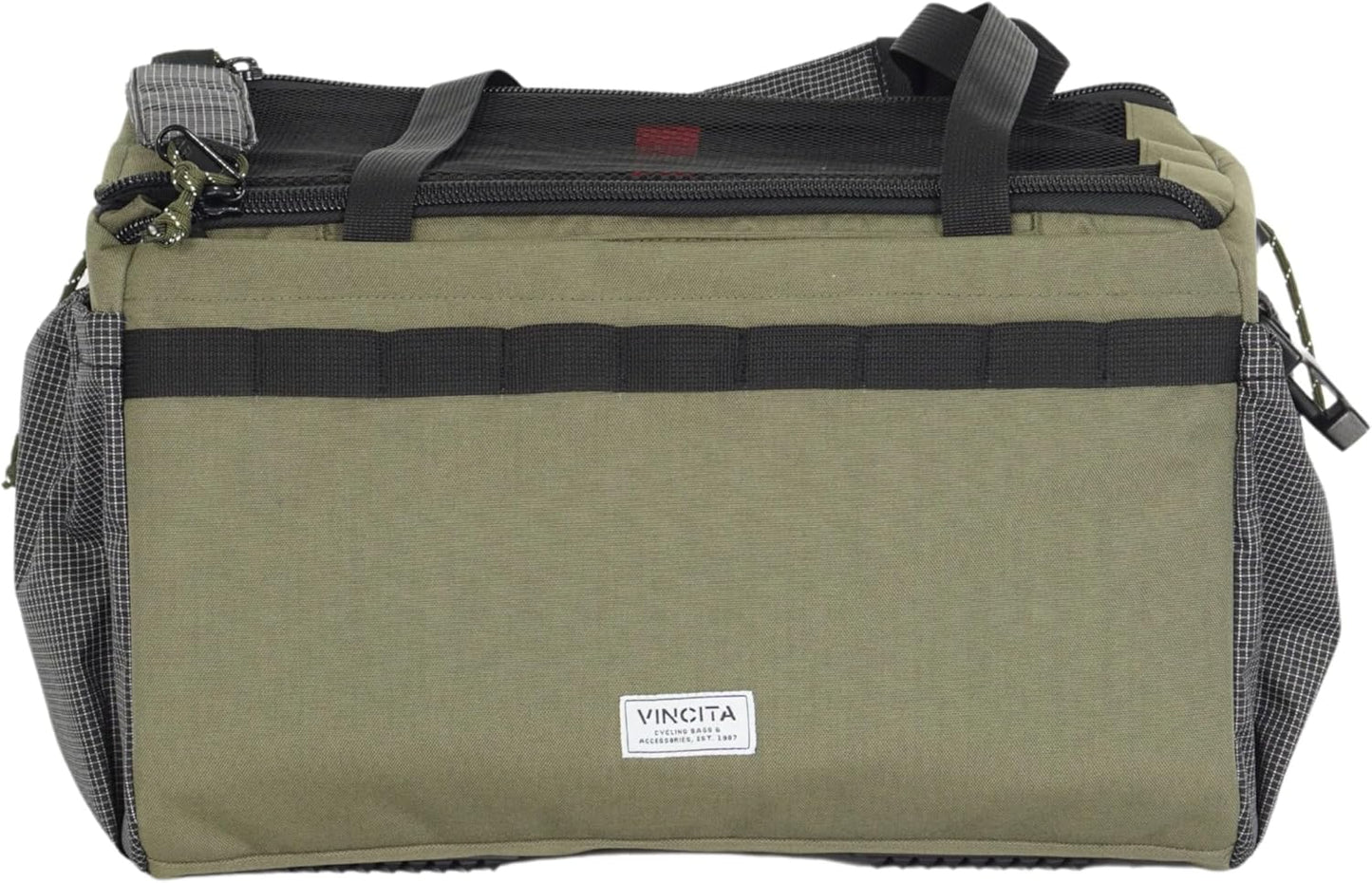 Vincita Caddy Pet Basket for Brompton Bike – Comfortable and Secure Carrier with Aluminum Frame, mesh Cover, Adjustable Strap, and Side Pockets. Compatible with Brompton Front Carrier Block. (Green)