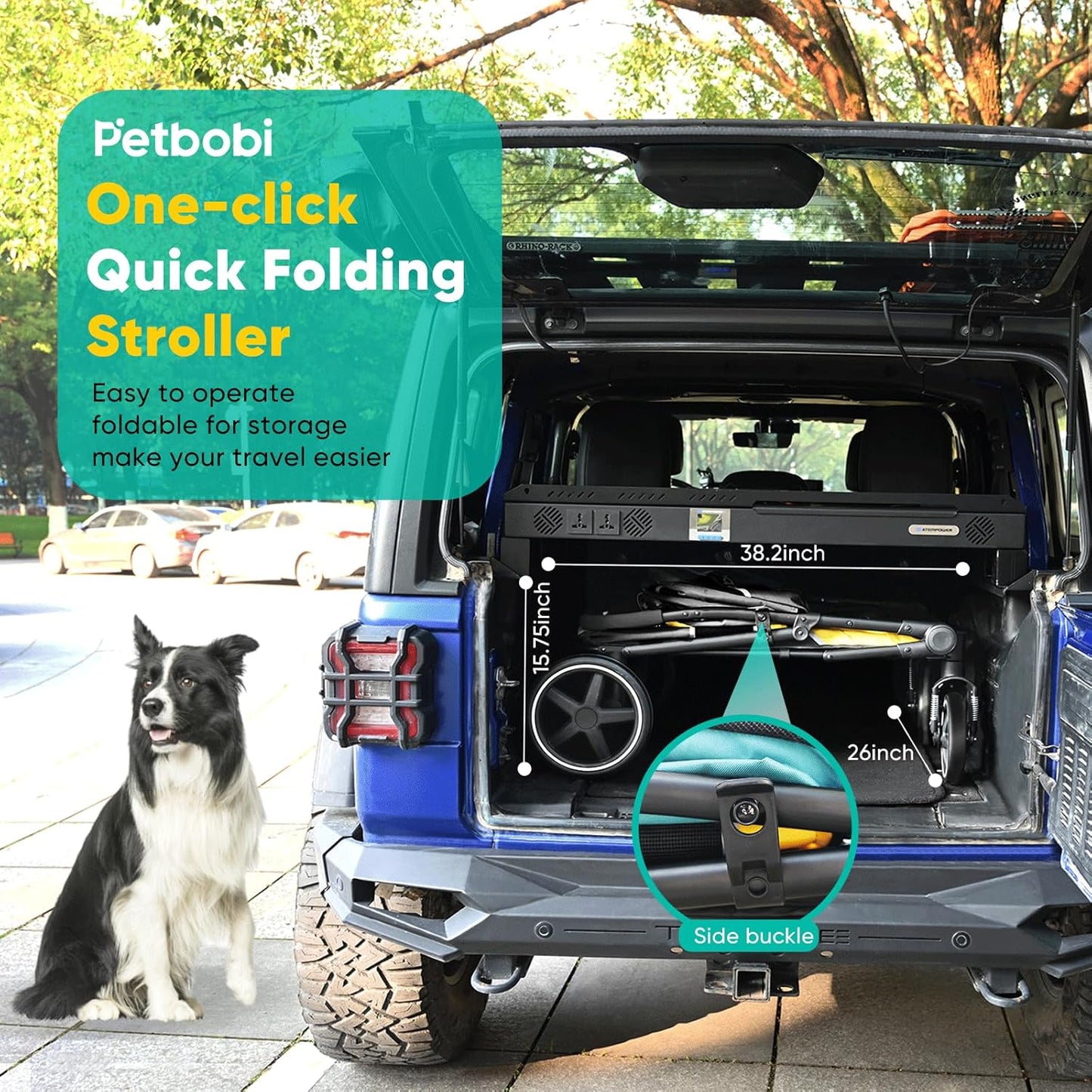 Petbobi Dog Stroller and Plush Mat Bundle for Medium & Large Dogs