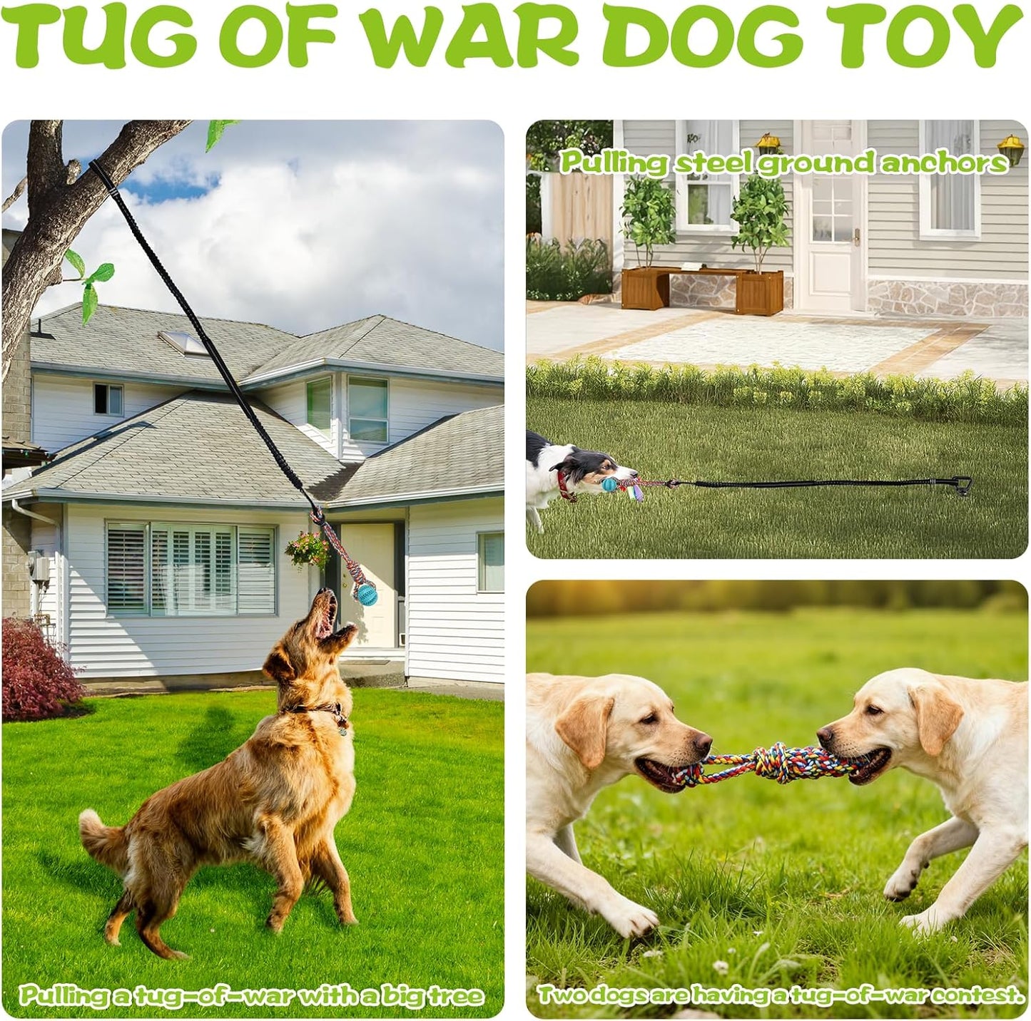 Dog Flea and Tick Chewable Supplement + Tether Tug Outdoor Dog Toy with Upgraded Steel Stake