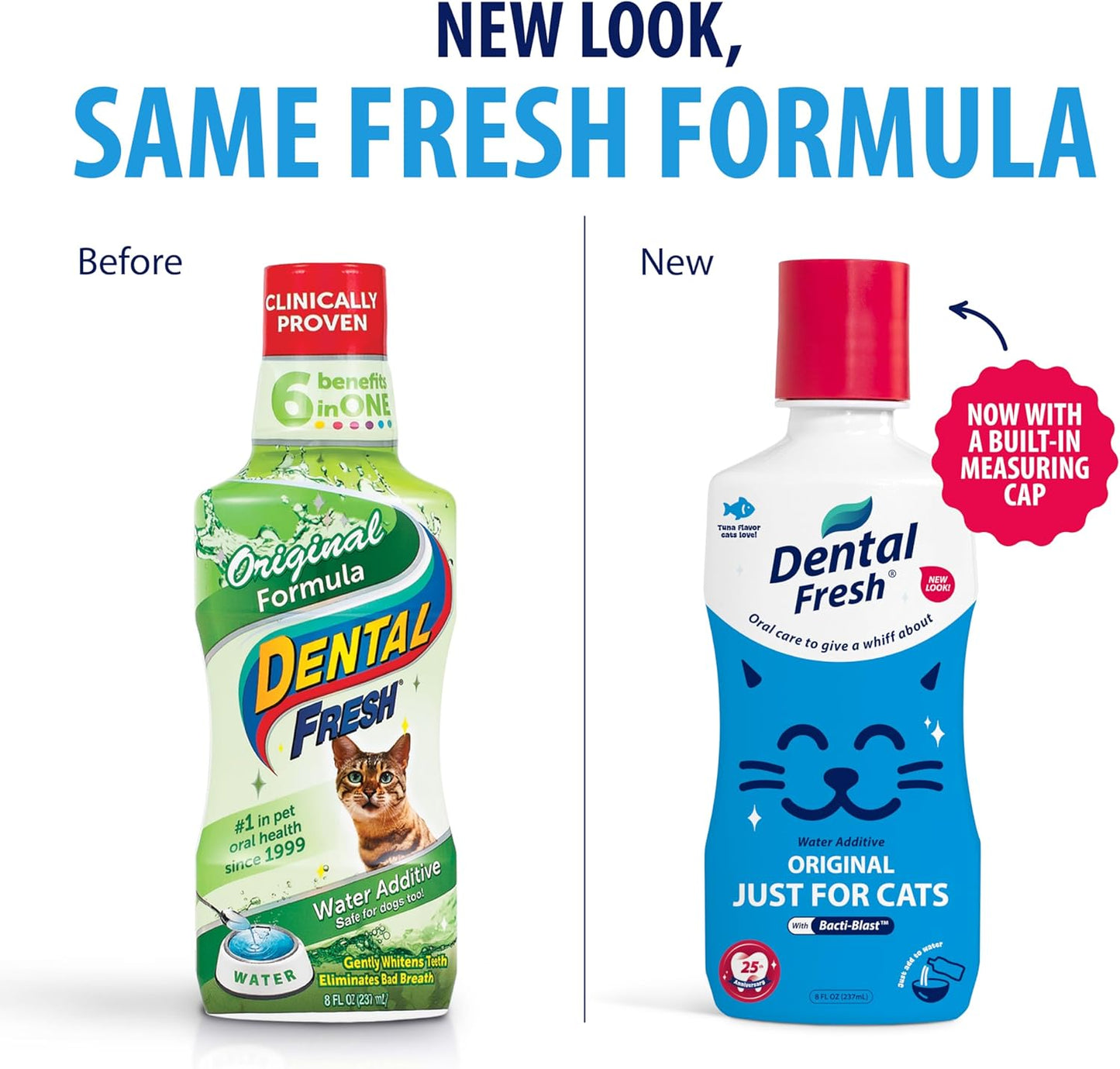 Dental Fresh Cat Water Additive, Tuna Flavor Dental Care – Easy Oral Care, Cleaner Teeth, Fresh Breath and Tartar Support for Cats