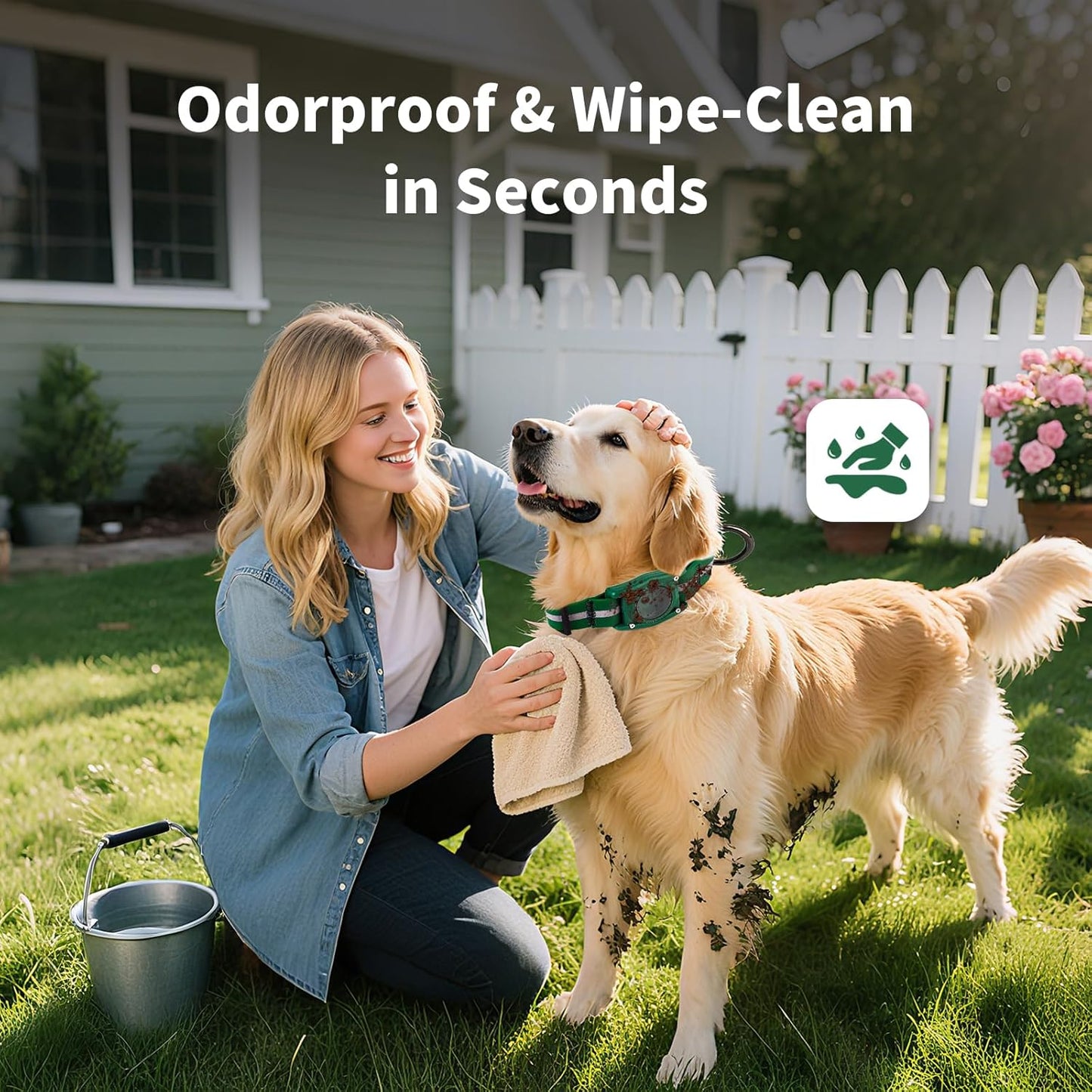 Dog Collar with AirTag Holder - IP68 Waterproof, Odorproof, Tearproof, Reflective, Adjustable Biothane AirTag Dog Collar by PetIsay(Red, M)