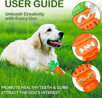 Tough Dog Toys for Aggressive Chewers: 7" Bacon Flavored Dog Chew Bone, Hard Nylon & Rubber Teeth Cleaning Toy, Carrot-Shaped Dog Chew Toy for Large Medium Breed 20-70lbs