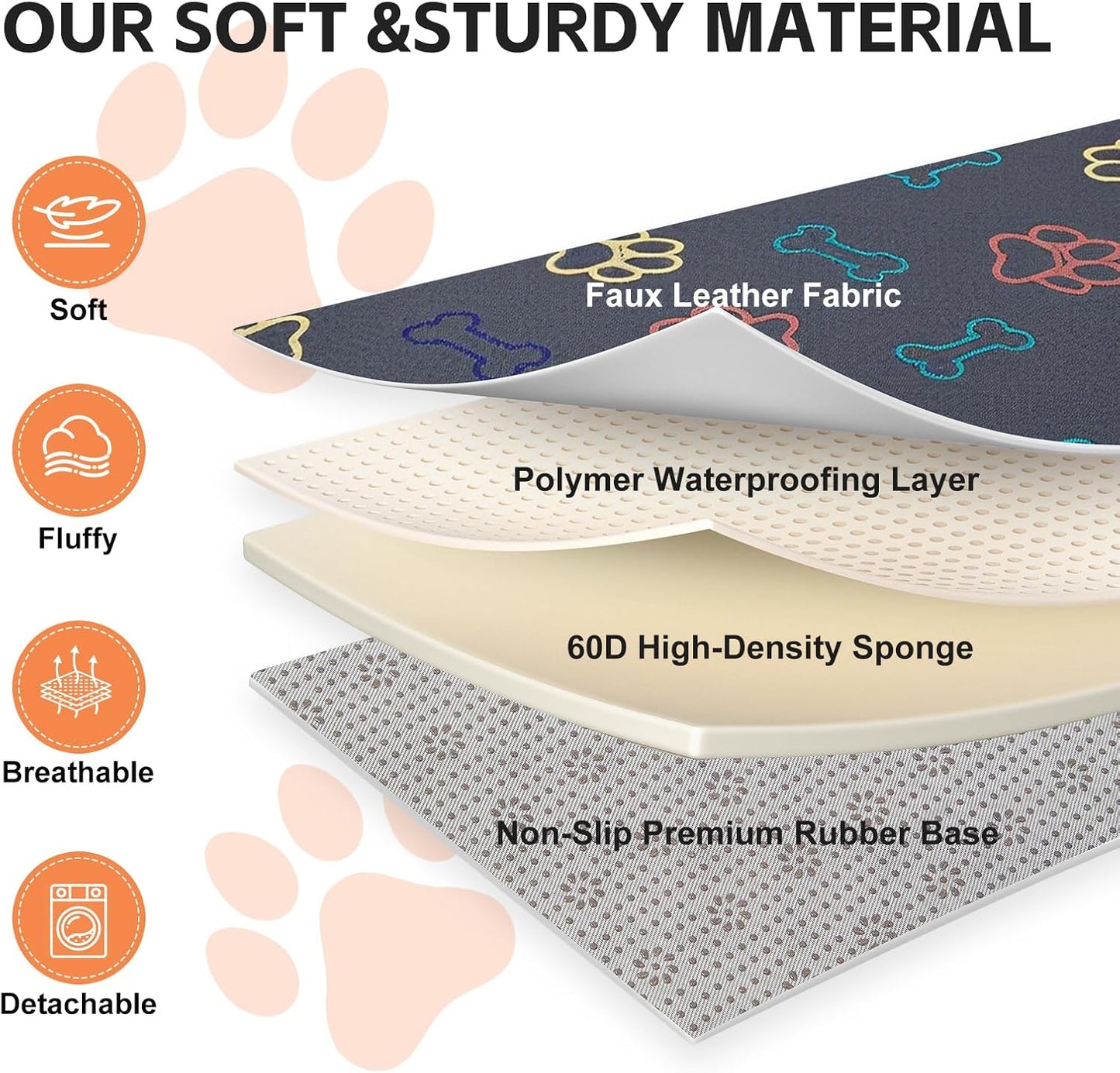 Anti-Scratch&Chewers Dog Car Seat Protector with Soft&Durable Vegan Tech Fabic, Waterproof Pet Bed or Back Seat Cover for Dogs, Easy Wipe-Clean and Versatile for Travel,Home,Outdoor (Gray,51‘’×24‘’)