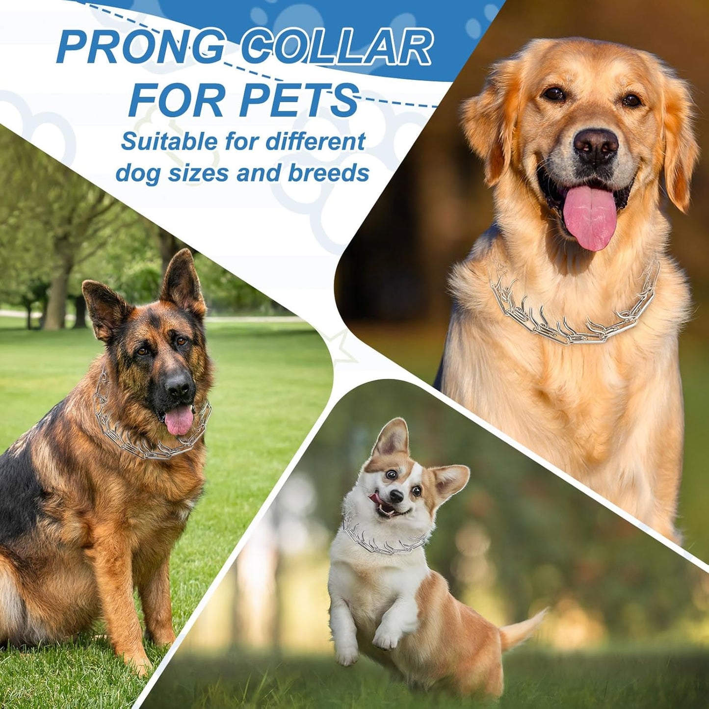 Dog Collar Extra Links, Prong Collar for Pets Stainless Steel Pinch Dog Training Collar Round Head 3.8mm, (Silver, 4 Set), Intended for Small/Medium/Large Dogs Training