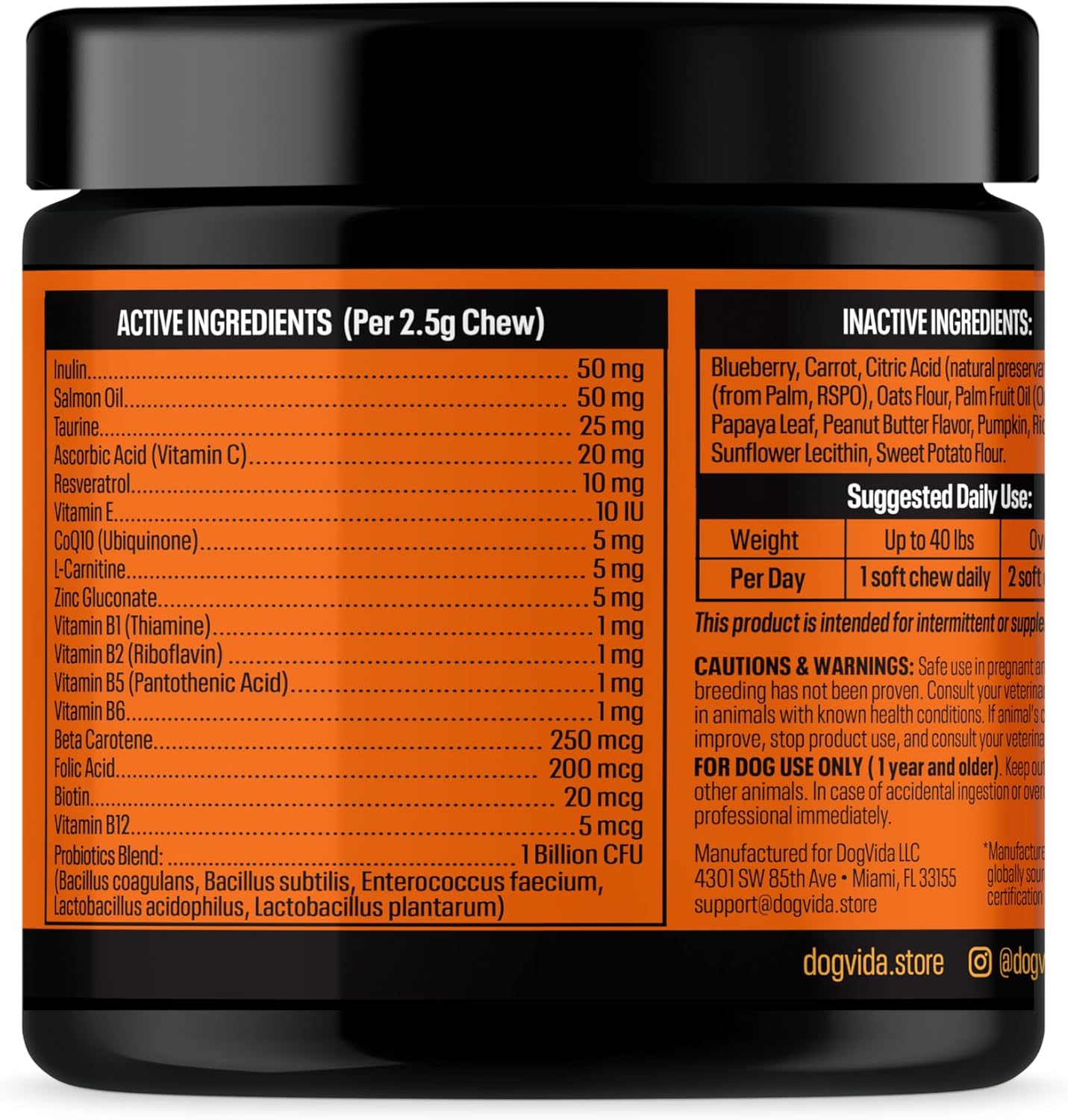 Daily Vitality Chews for Dogs, Omega-3 and Healthy Probiotics for Joint & Coat Support and Gut Health, Soft Chews Vitamins for Small, Medium, Large Breed Dogs