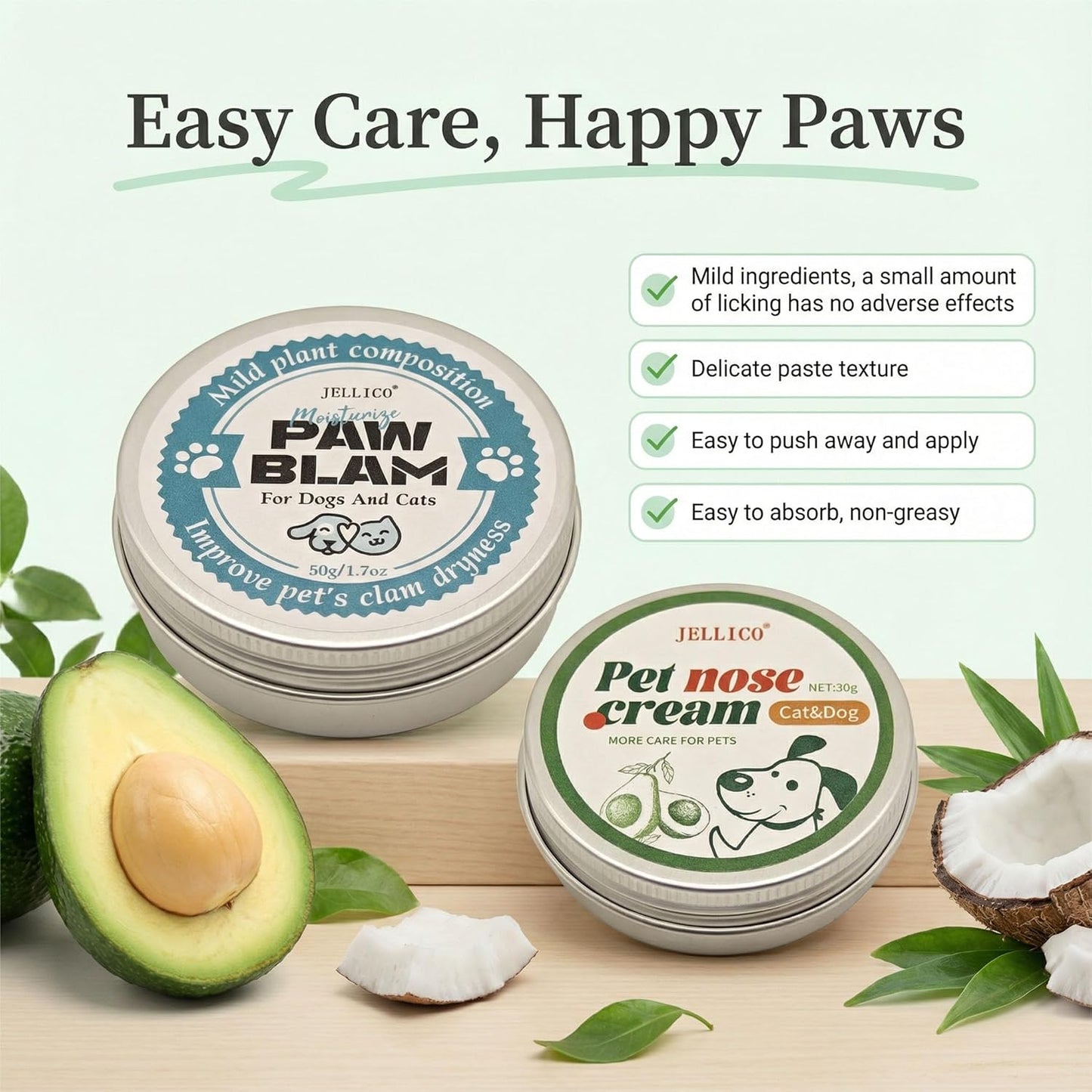 2-in-1 Dog Paw Balm & Nose Cream Set (2.7oz) - Natural Lick-Safe Snout Soother & Wax. Heals Dry Cracked Pads & Hyperkeratosis. Protection for Hot Pavement & Winter Snow. Cat Paw Balm
