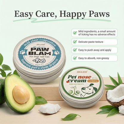 2-in-1 Dog Paw Balm & Nose Cream Set (2.7oz) - Natural Lick-Safe Snout Soother & Wax. Heals Dry Cracked Pads & Hyperkeratosis. Protection for Hot Pavement & Winter Snow. Cat Paw Balm