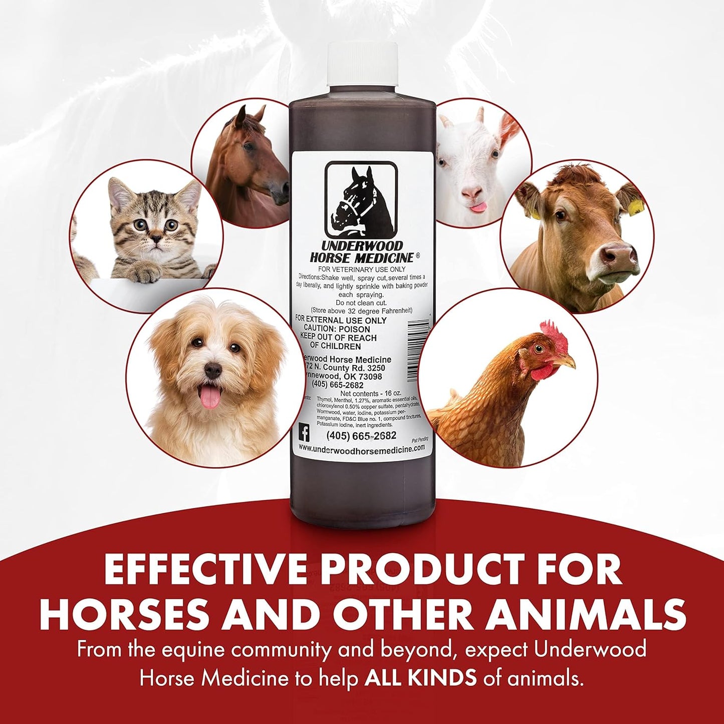 Underwood Topical Horse Care Wound Spray - 16oz Refill Horse Wound Care Horse Essentials for Quick Healing of Cuts – Horse First Aid Kit & Wound Care for Dogs – Equine First Aid Kit & Dog Wound Heal