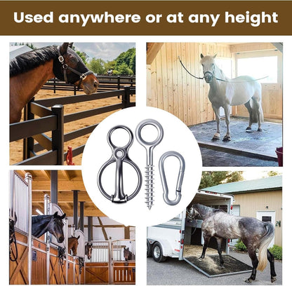 Tie Ring for Horses - Stainless Steel Heavy Duty Pull Back Release | Horse tack and Supplies,Indoor Outdoor Stall Stable for Horse Care