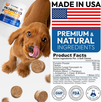 (2 Pack) Probiotics for Dogs - 340 Dog Probiotics Chews - Digestive Enzymes & Prebiotics - Support Gut Health, Diarrhea, Gas & Constipation Relief - Itchy Skin, Allergies - Advanced Supplement