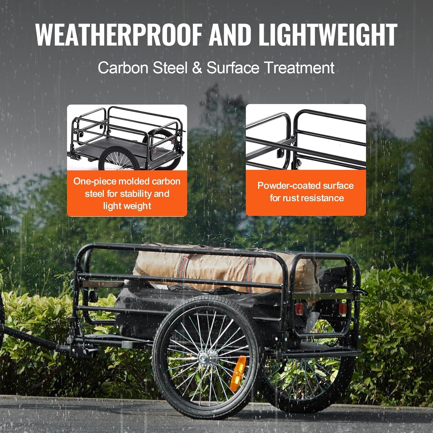 VEVOR Bike Cargo Trailer, 88/100/160 lbs Load Capacity, Heavy-Duty Bicycle Wagon Cart, Foldable Compact Storage with Universal Hitch