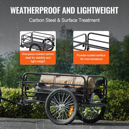 VEVOR Bike Cargo Trailer, 88/100/160 lbs Load Capacity, Heavy-Duty Bicycle Wagon Cart, Foldable Compact Storage with Universal Hitch