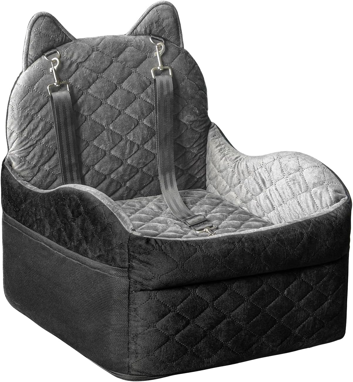Dog Car Seat for Small Medium Sized Dog, Booster Car Seat with Elevated Memory Foam, Storage Pocket & Safety Belts, Detachable Washable Puppy Carrier Pet Travel Accessories